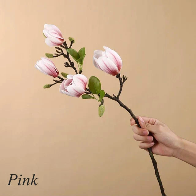 Lifelike Silk Magnolia Flower Branches