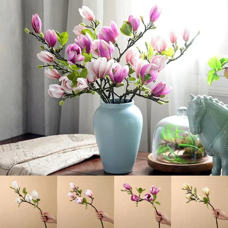 Lifelike Artificial Magnolia Branches for Home Decor