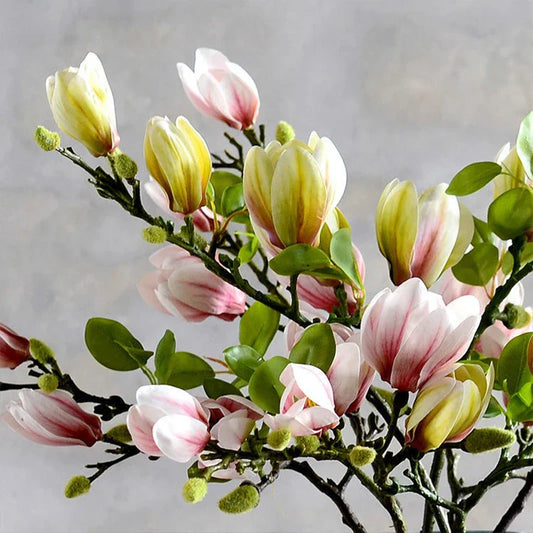 Lifelike Silk Magnolia Flower Branches