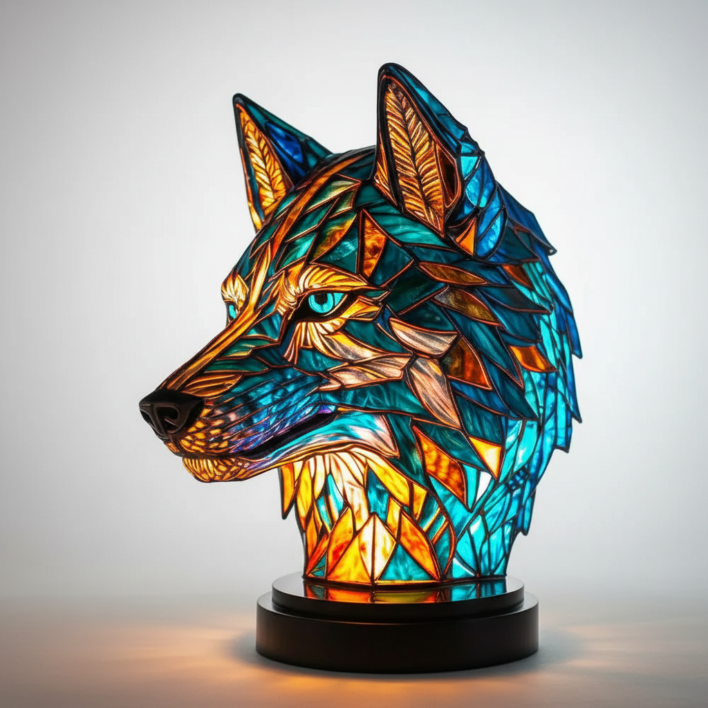 Stained-Glass Animal Table Lamp with Decorative Design
