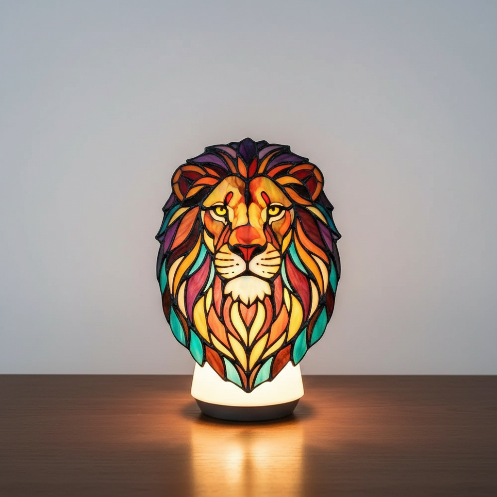 Stained-Glass Animal Table Lamp with Decorative Design