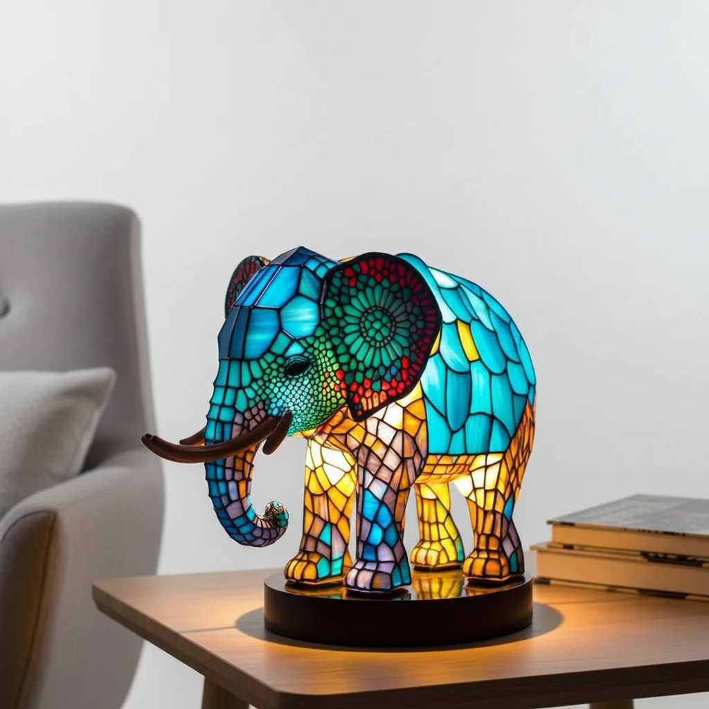 Artistic Stained Glass Animal Table Lamp