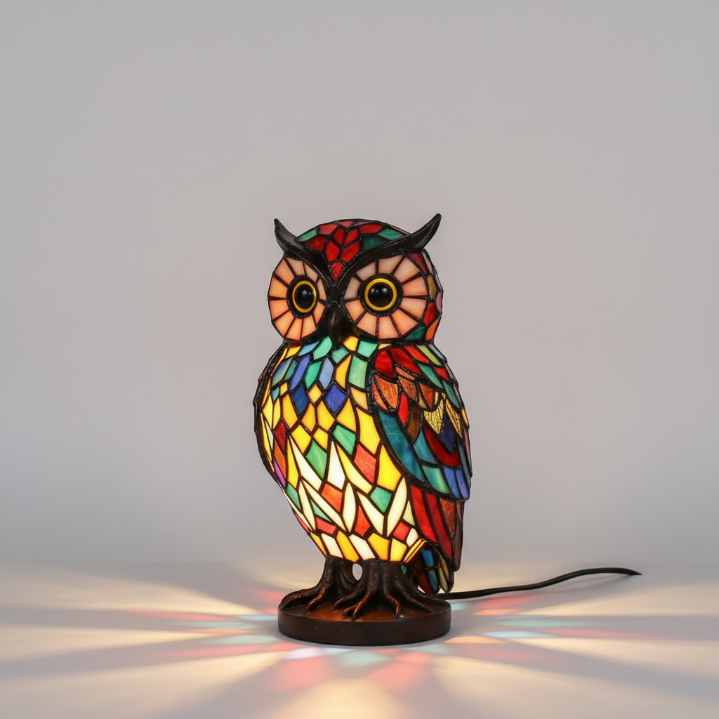 Stained-Glass Animal Table Lamp with Decorative Design