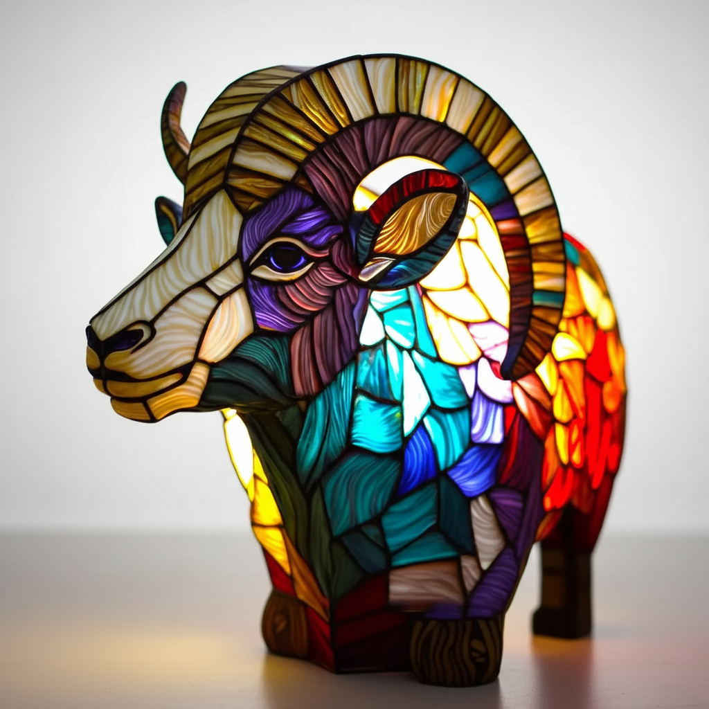 Stained-Glass Animal Table Lamp with Decorative Design