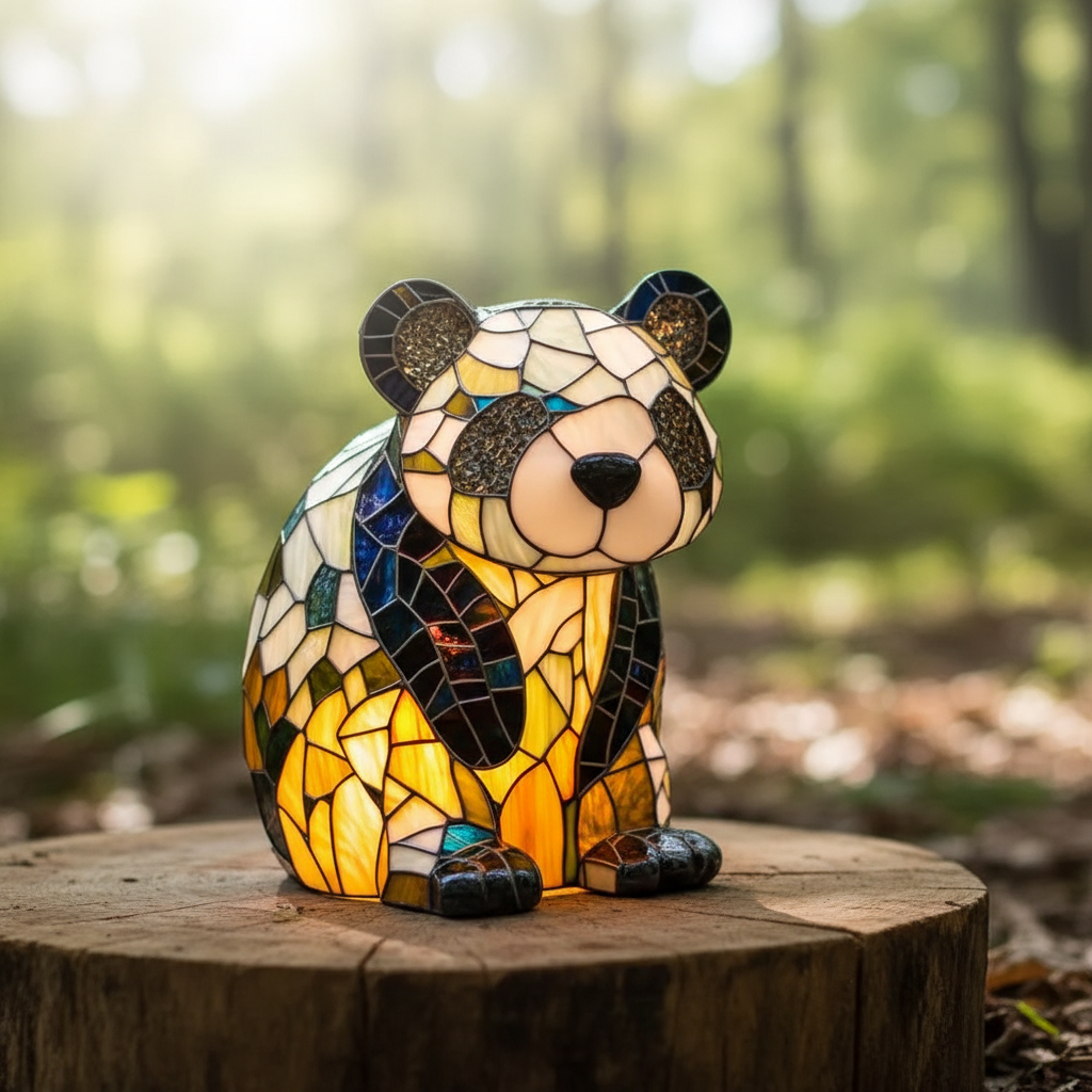 Stained-Glass Animal Table Lamp with Decorative Design