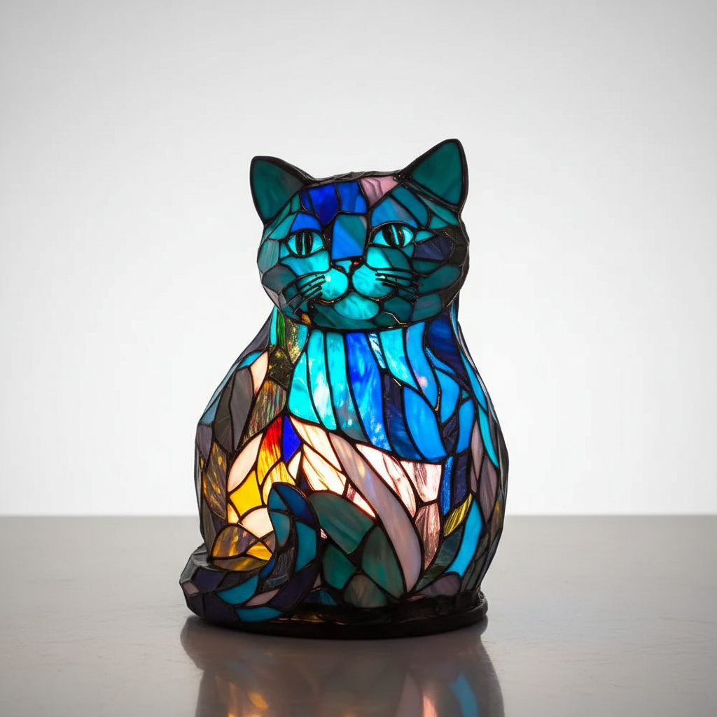 Stained-Glass Animal Table Lamp with Decorative Design