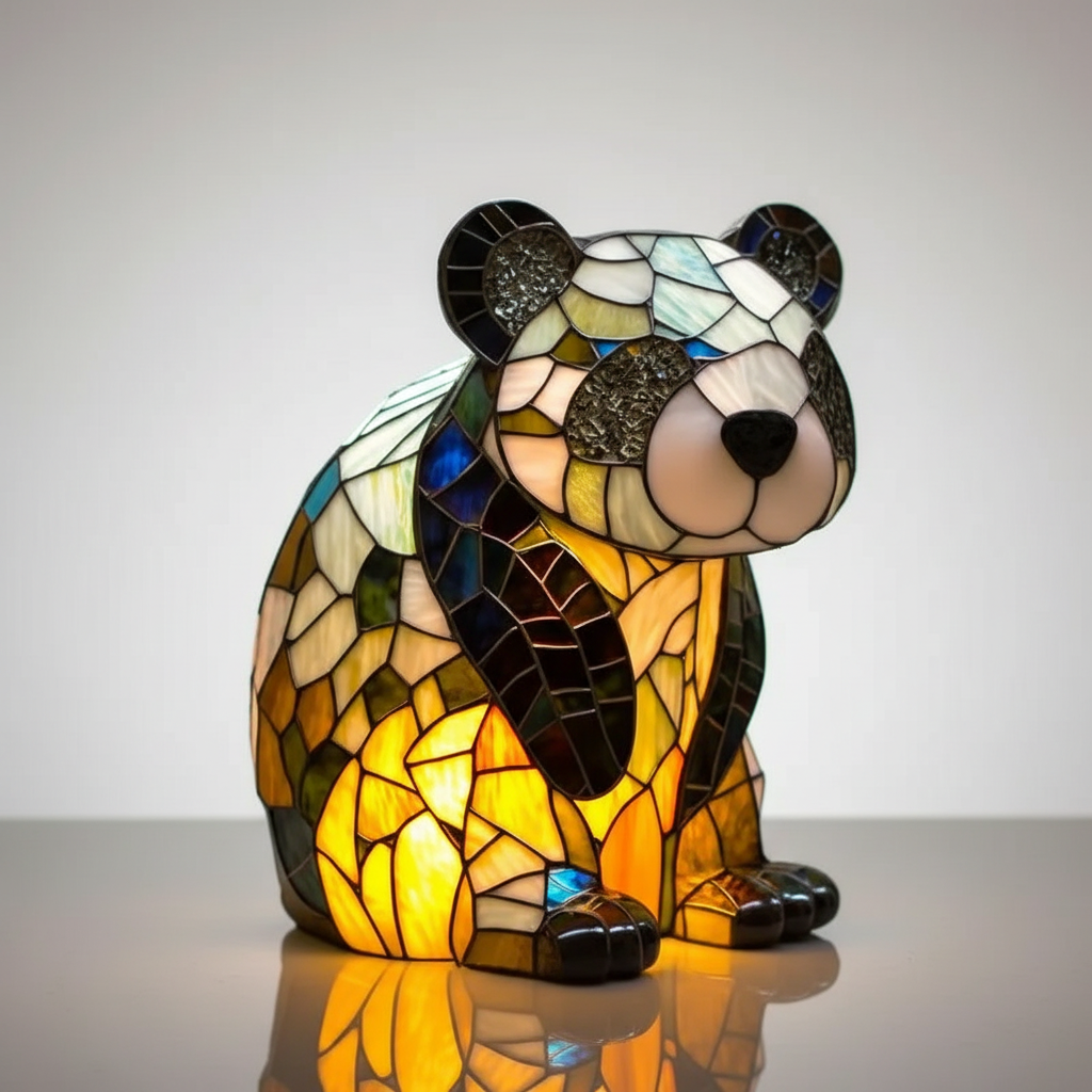 Stained-Glass Animal Table Lamp with Decorative Design
