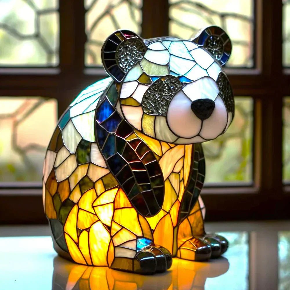 Stained-Glass Animal Table Lamp with Decorative Design