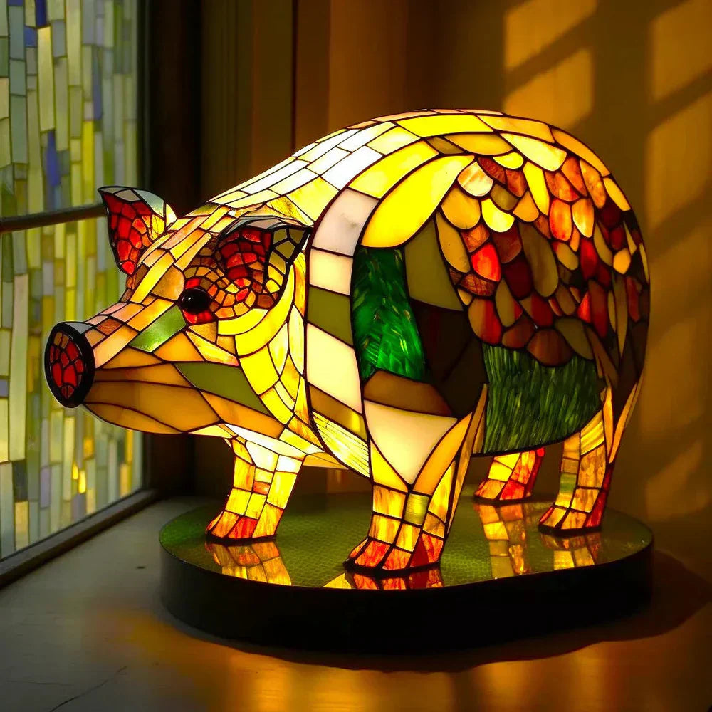 Artistic Stained Glass Animal Table Lamp