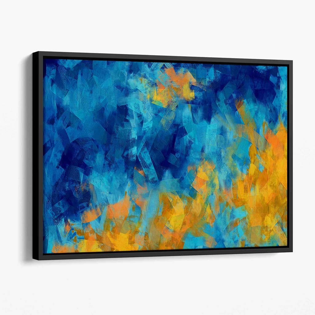Blue and Yellow Abstract Canvas Wall Art Print