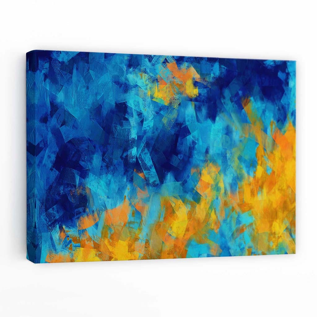Blue and Yellow Abstract Canvas Wall Art Print