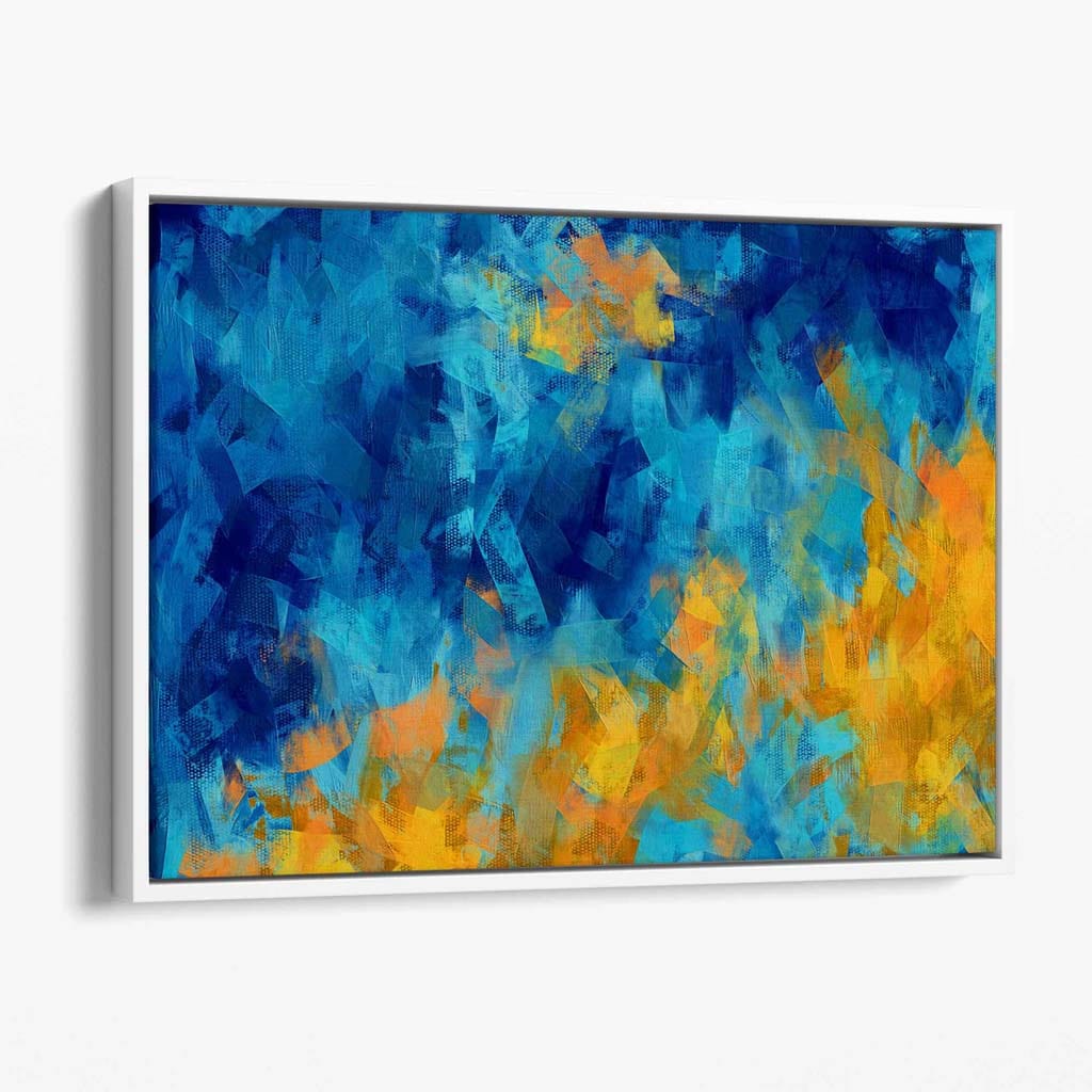 Blue and Yellow Abstract Canvas Wall Art Print