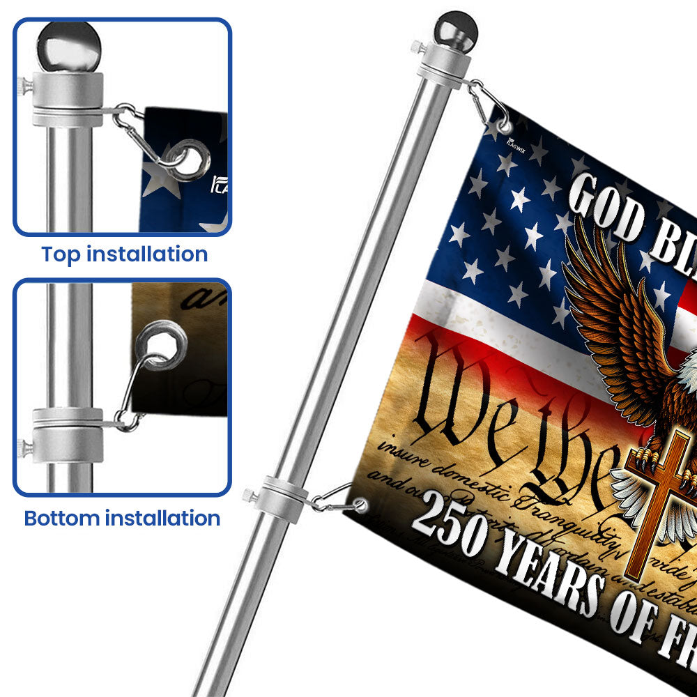 We The People Eagle Cross Grommet Flag - 250 Years of Freedom