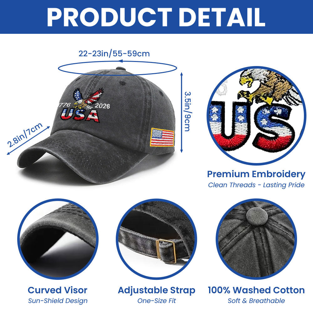250th Anniversary Washed Cotton Cap with Embroidered American Flag