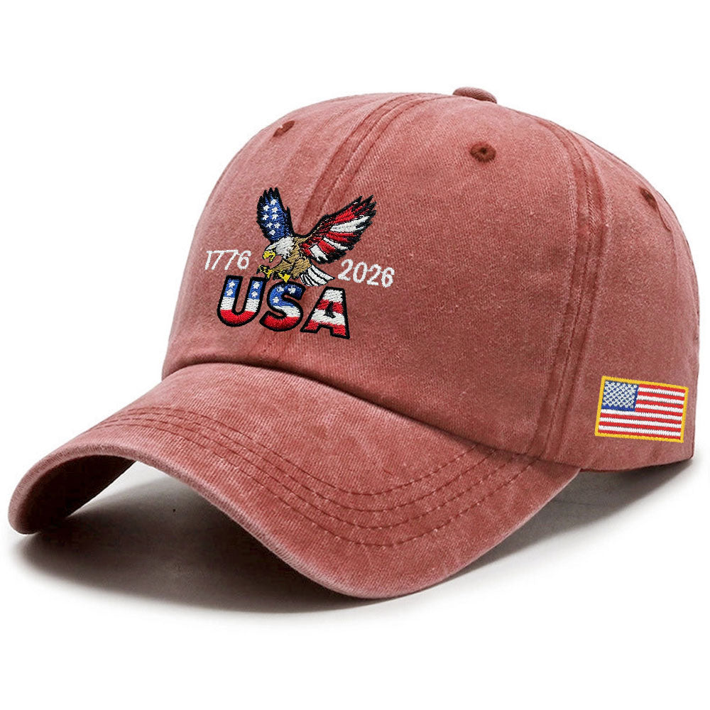 250th Anniversary Washed Cotton Cap with Embroidered American Flag