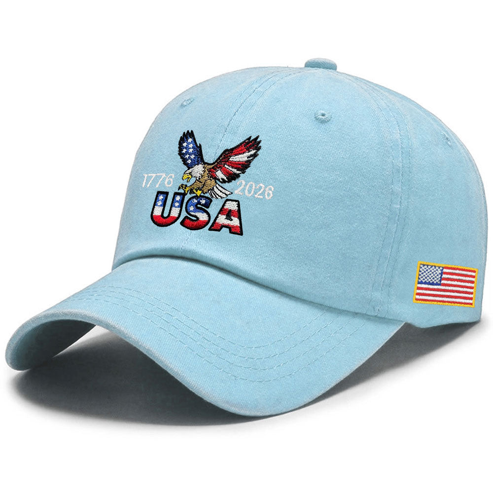 250th Anniversary Washed Cotton Cap with Embroidered American Flag