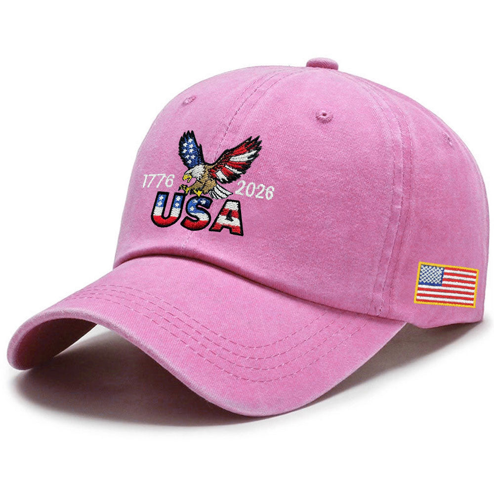 250th Anniversary Washed Cotton Cap with Embroidered American Flag