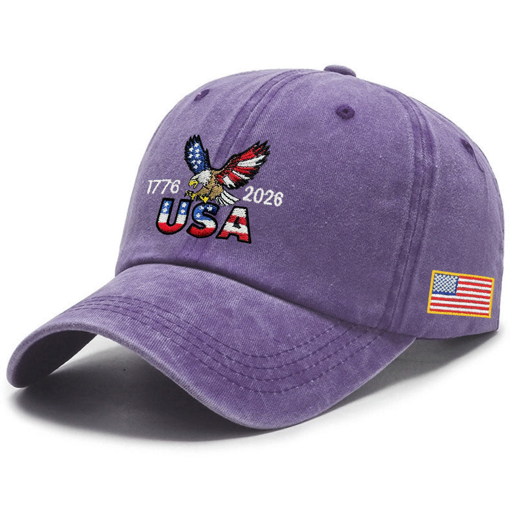 250th Anniversary Washed Cotton Cap with Embroidered American Flag