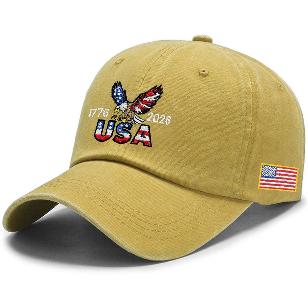 250th Anniversary Washed Cotton Cap with Embroidered American Flag