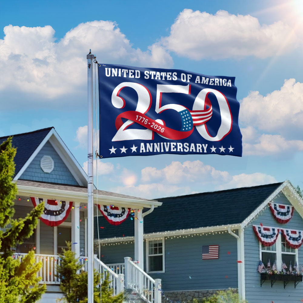 250th Anniversary Patriotic Grommet Flag - Canvas, Double-Sided, 3 Sizes