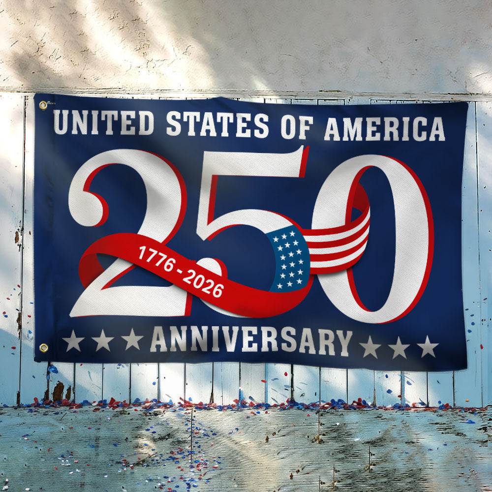 250th Anniversary Patriotic Grommet Flag - Canvas, Double-Sided, 3 Sizes