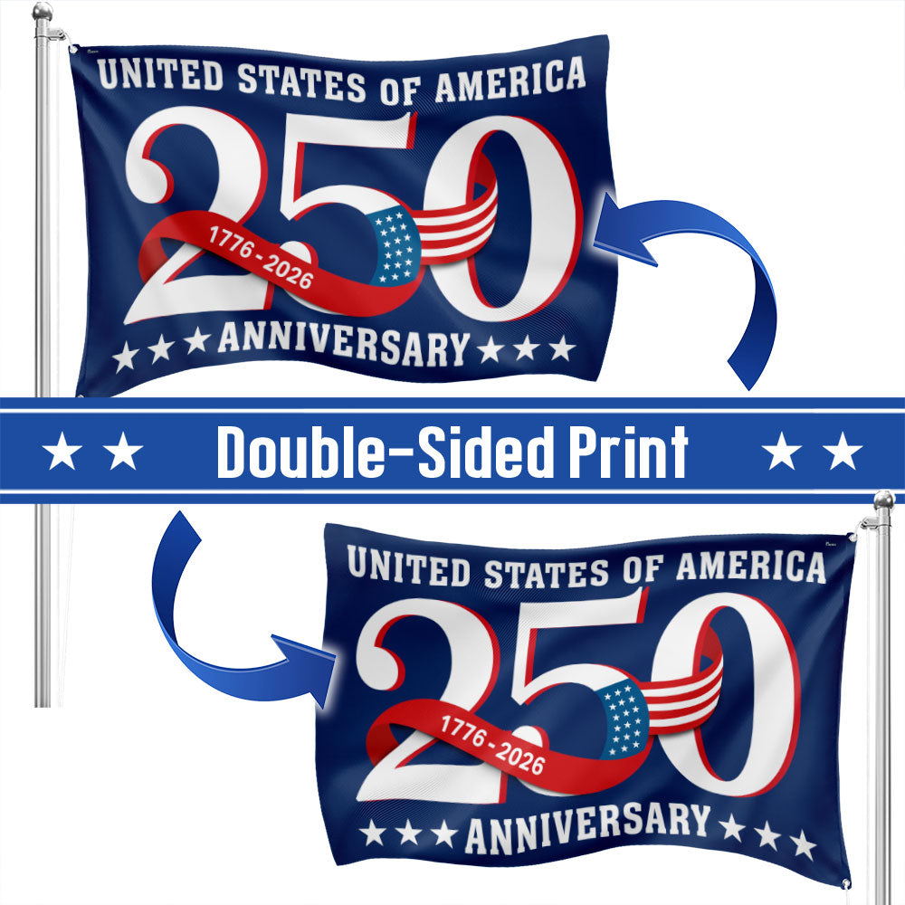 250th Anniversary Patriotic Grommet Flag - Canvas, Double-Sided, 3 Sizes
