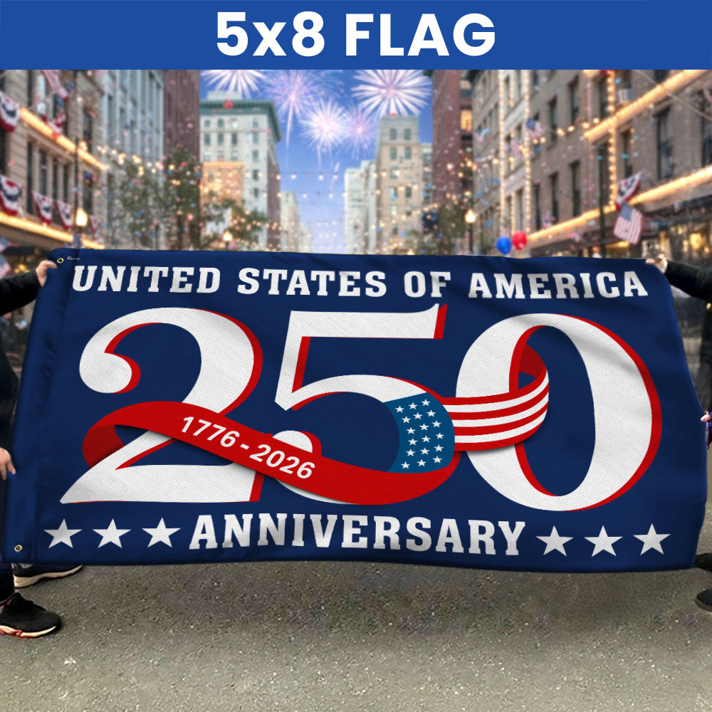 250th Anniversary Patriotic Grommet Flag - Canvas, Double-Sided, 3 Sizes