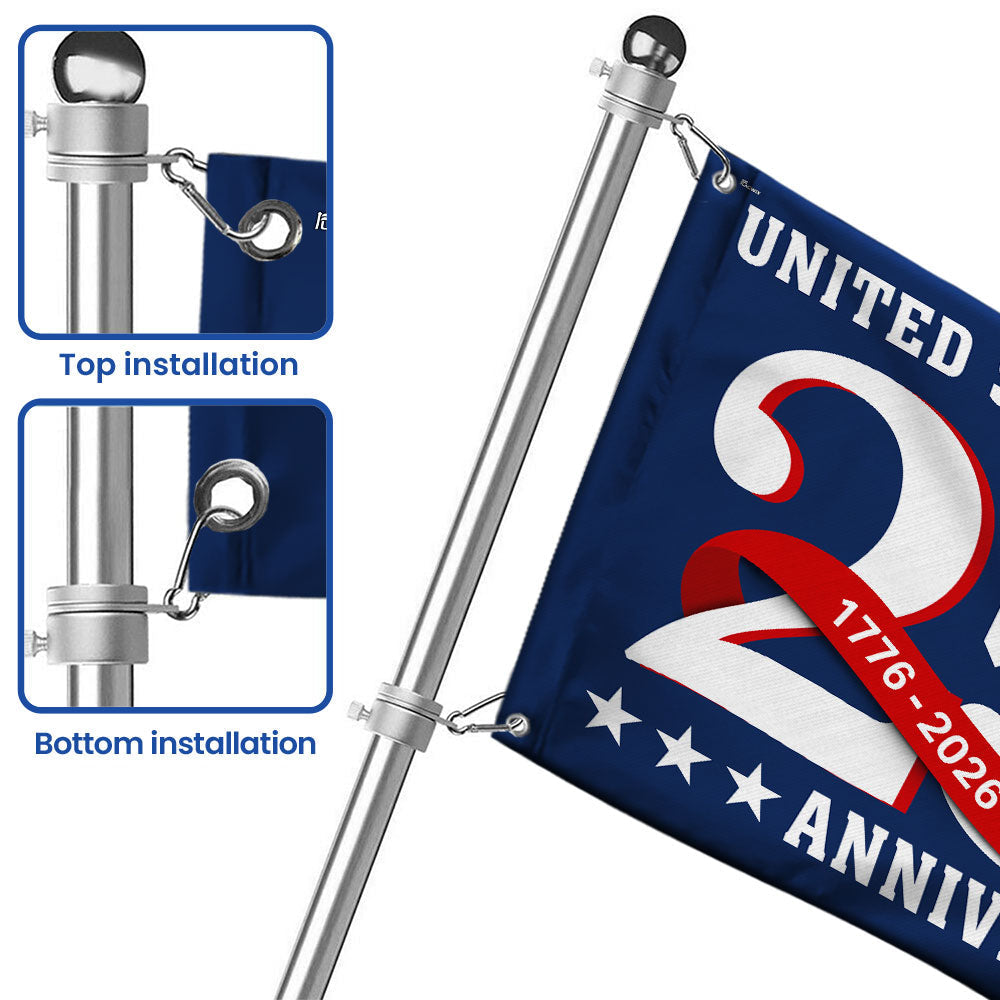 250th Anniversary Patriotic Grommet Flag - Canvas, Double-Sided, 3 Sizes