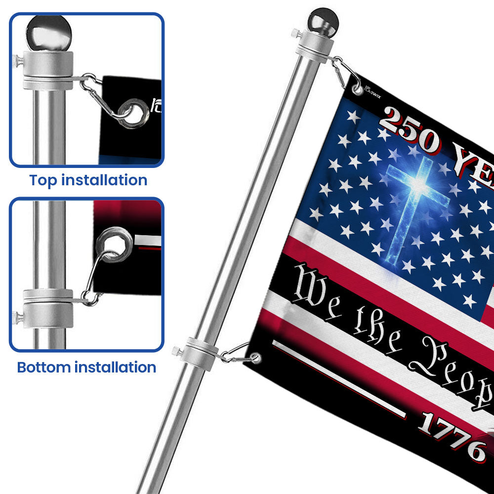 250th Anniversary Eagle Cross Grommet Flag - Canvas, Double-Sided, 3 Sizes