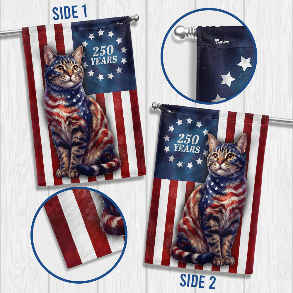 Betsy Ross Cat Lover Patriotic Flag - Double-Sided Canvas Decor