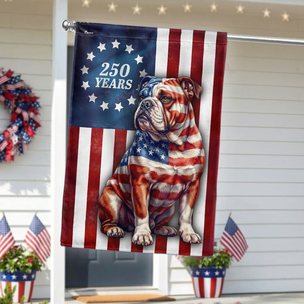 Betsy Ross Bulldog Patriotic Garden Flag 250th Anniversary