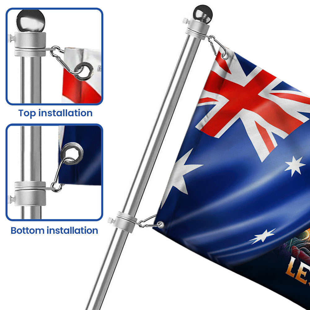 Lest We Forget Australia Flag for Anzac Day - Double-Sided Canvas with Grommets