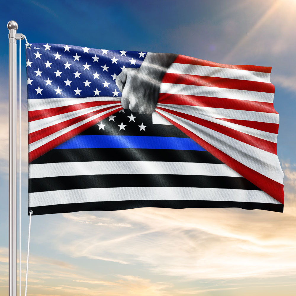 Thin Blue Line American Flag - Double-Sided Canvas, Custom Printed, 3 Sizes