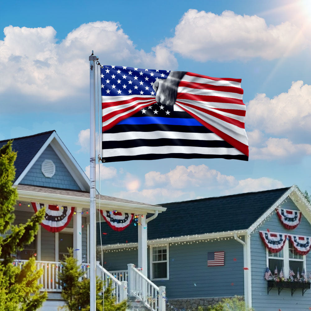 Thin Blue Line American Flag - Double-Sided Canvas, Custom Printed, 3 Sizes