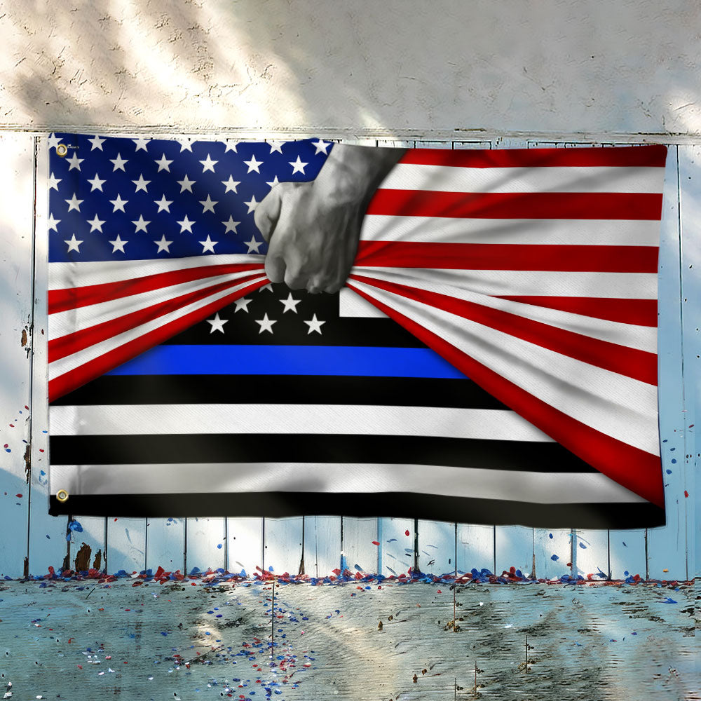 Thin Blue Line American Flag - Double-Sided Canvas, Custom Printed, 3 Sizes