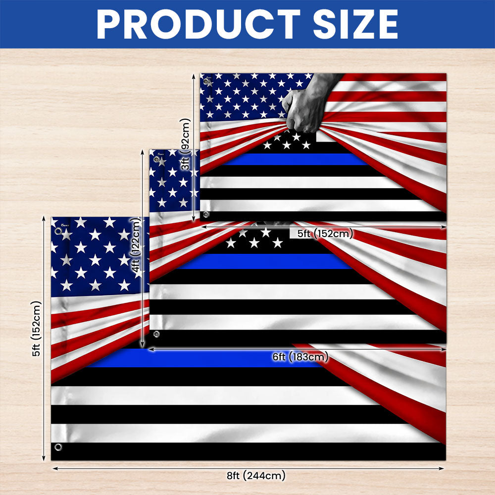 Thin Blue Line American Flag - Double-Sided Canvas, Custom Printed, 3 Sizes