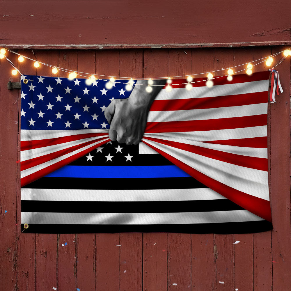 Thin Blue Line American Flag - Double-Sided Canvas, Custom Printed, 3 Sizes