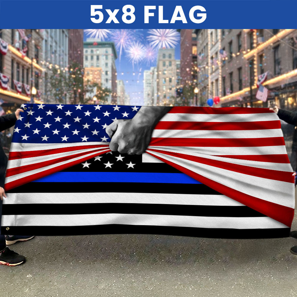 Thin Blue Line American Flag - Double-Sided Canvas, Custom Printed, 3 Sizes