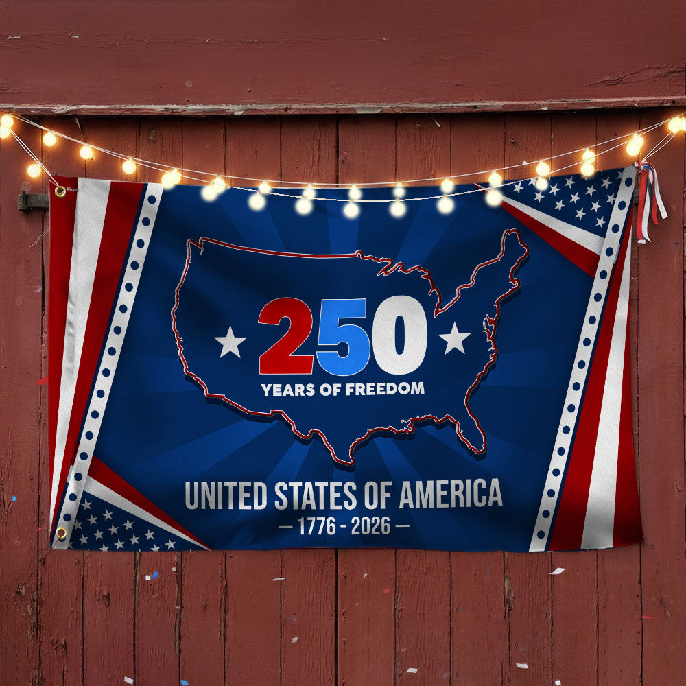 250 Years of Freedom Grommet Flag - USA Semiquincentennial Canvas, Double-Sided, 3 Sizes