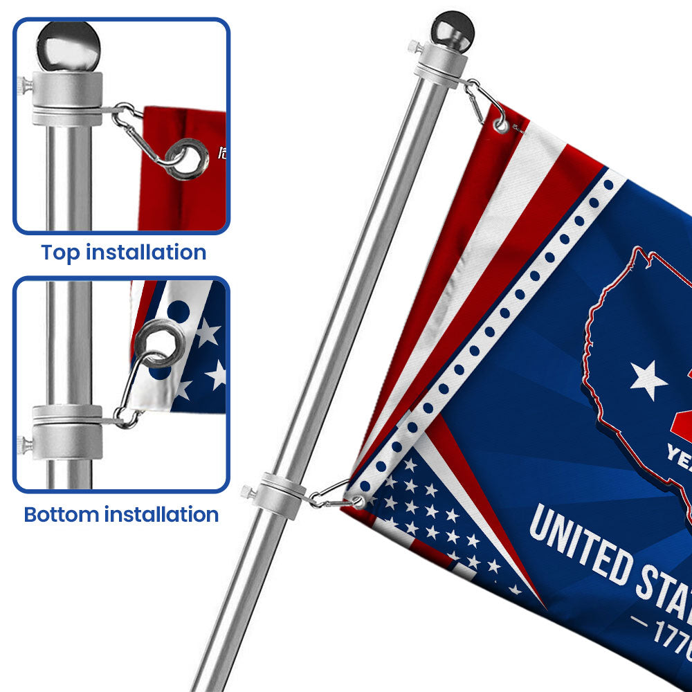250 Years of Freedom Grommet Flag - USA Semiquincentennial Canvas, Double-Sided, 3 Sizes