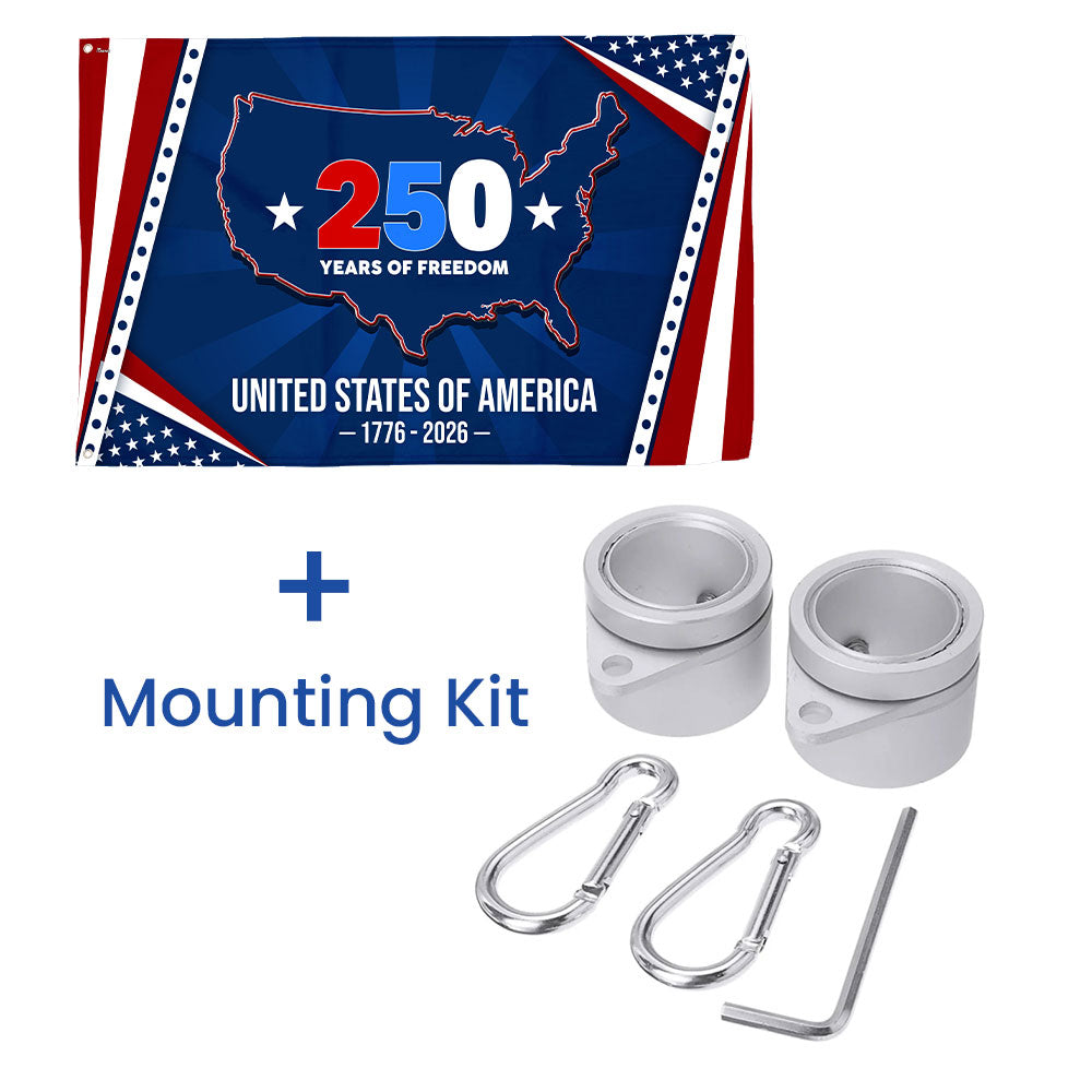 250 Years of Freedom Grommet Flag - USA Semiquincentennial Canvas, Double-Sided, 3 Sizes