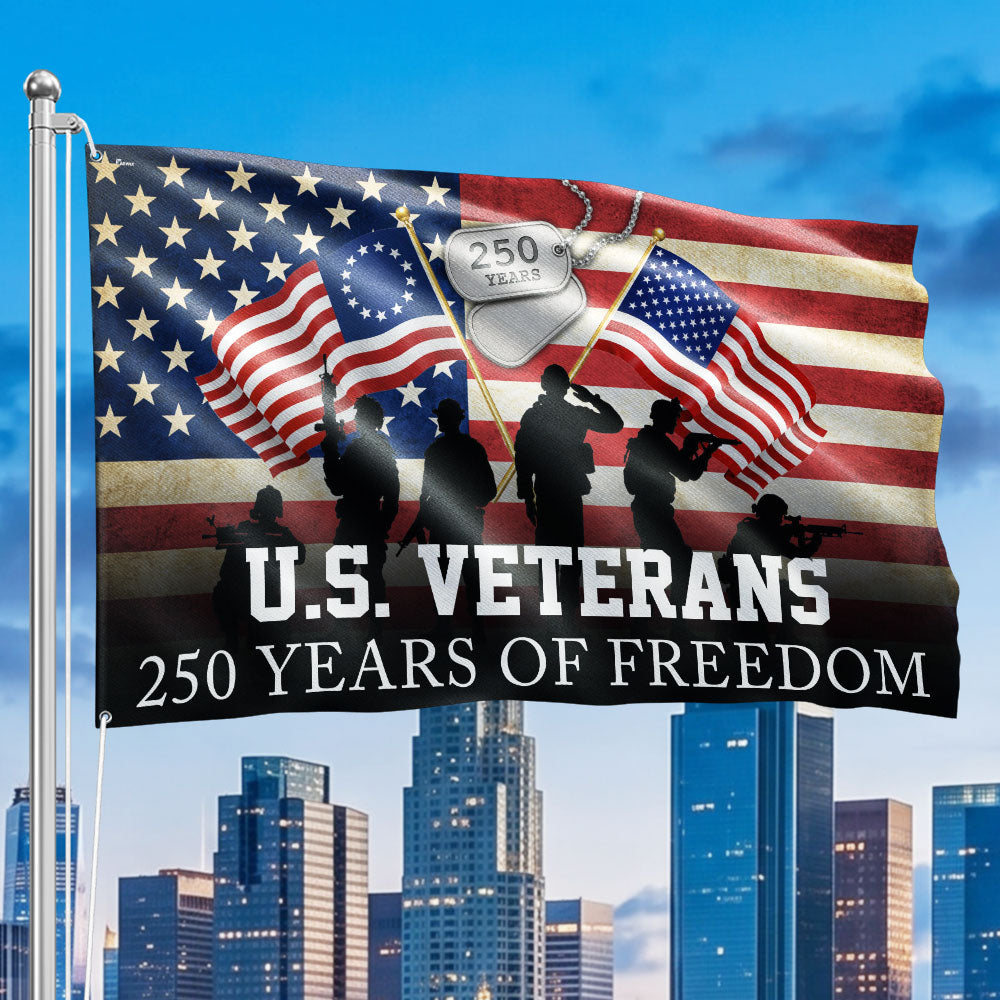 Patriotic 250 Years of Freedom American Flag with Grommets