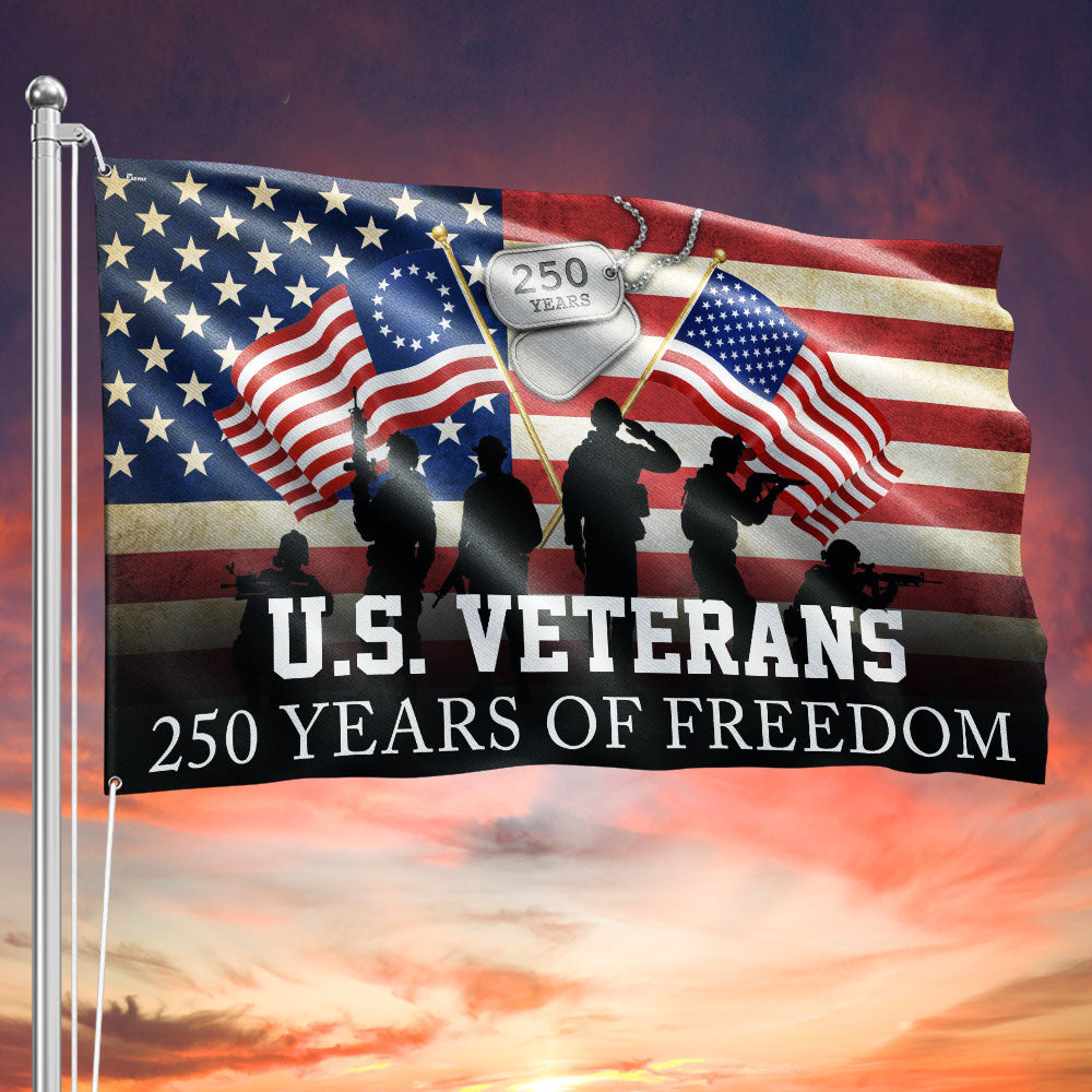 Patriotic 250 Years of Freedom American Flag with Grommets