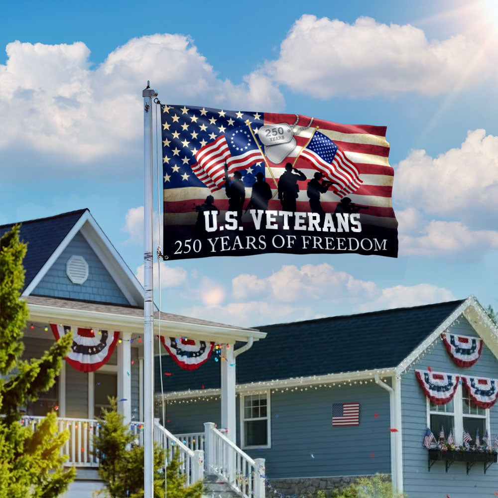 Patriotic 250 Years of Freedom American Flag with Grommets