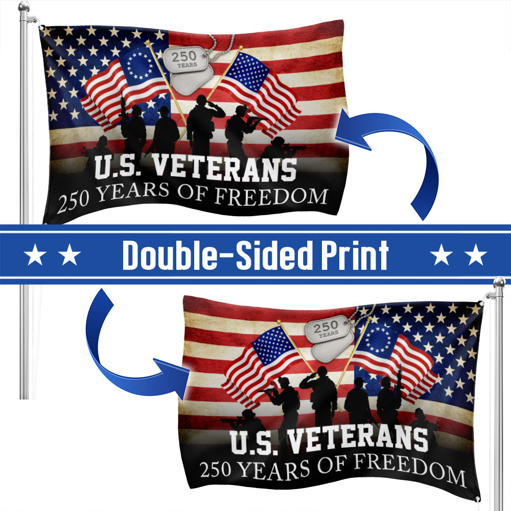 Patriotic 250 Years of Freedom American Flag with Grommets
