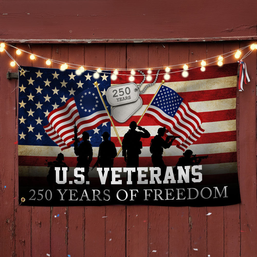 Patriotic 250 Years of Freedom American Flag with Grommets