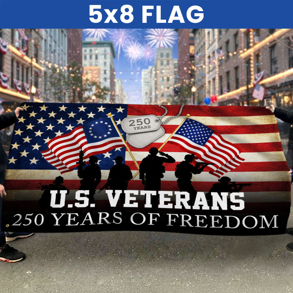 Patriotic 250 Years of Freedom American Flag with Grommets