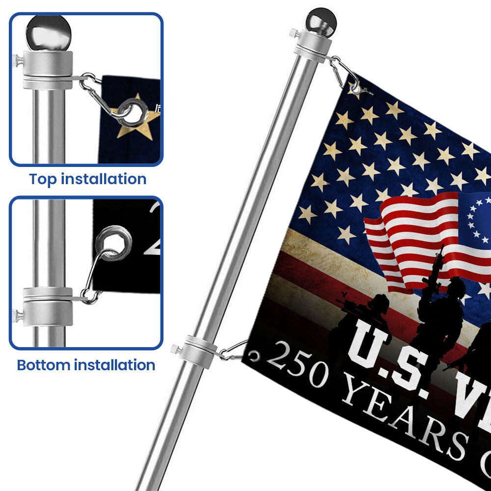 Patriotic 250 Years of Freedom American Flag with Grommets