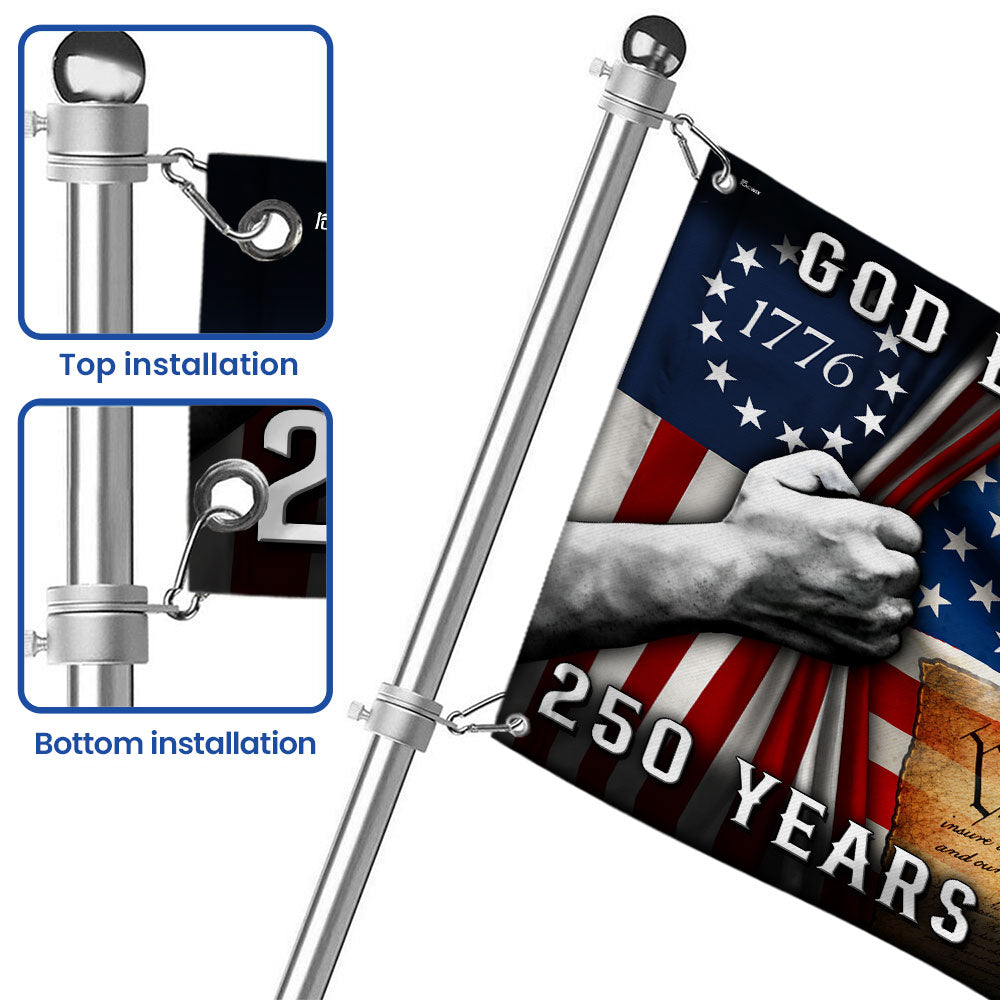 250 Years of Freedom Christian Grommet Flag - God Bless America 1776 2026, Double-Sided Canvas, 3 Sizes