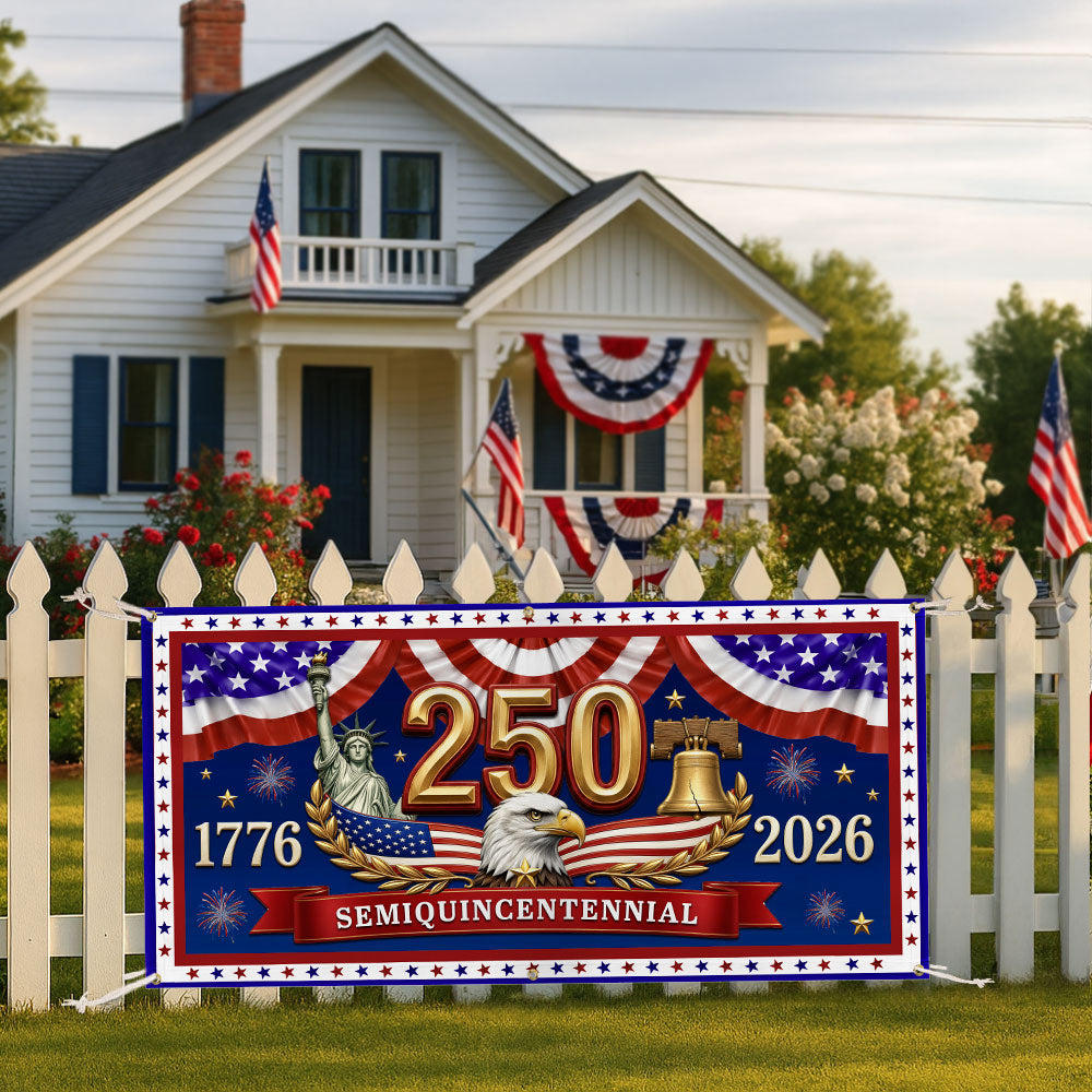 Patriotic USA Fence Banner 250th Semiquincentennial 1776-2026